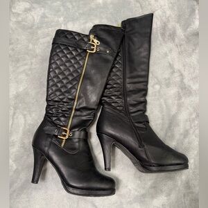 TOP Moda Black Heel Zip-Up Boots